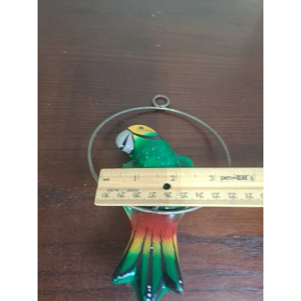Vintage Mexican Folk Art Pottery Hand Painted Hanging Parrot 6